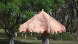 Tracy 9 ft. Classic MidCentury Scalloped Fringe Market Patio Umbrella