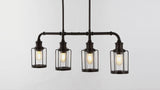 Abbott 34"  Farmhouse Industrial Iron/Glass Linear LED Pendant