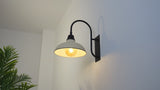 Stanley 12.25" Farmhouse Industrial Indoor/Outdoor Iron LED Gooseneck Arm Outdoor Sconce