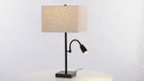 Austin 25.5"  Farmhouse Industrial Iron LED Table Lamp with USB Charging Port and Adjustable Reading Light Set 2