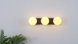 Knox 23.3 in. 3-Light Mid-Century Modern Metal and Frosted Glass Globe LED Vanity Light