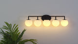 Louis Parisian Globe 31" 4-Light Metal/Frosted Glass Modern Contemporary LED Vanity Light