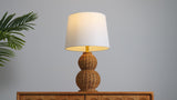 Millie 23" Modern Coastal Woven Rattan Gourd LED Table Lamp, Set of 2