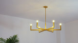 Darcy Grand Modern Industrial Adjustable Geometric Architectural Square-Arm Candle-Style Metal LED Chandelier