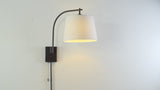 Gosling 22.5" Mid-Century Modern Plug-In or Hardwired Iron LED Gooseneck Swing Arm Wall Sconce with Pull-Chain and USB Charging Port