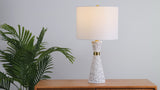 Artezza 24" Art Deco Contemporary Hourglass Terrazzo/Iron LED Table Lamp