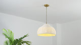 Eliza 20" Coastal Bohemian Rattan/Iron Dome LED Pendant