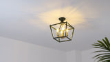 Plains Mini Lantern 12" Iron Modern Farmhouse LED Flush Mount