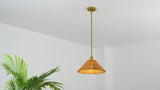 Hattie 1-Light Coastal Bohemian Metal and Woven Rattan LED Pendant Light