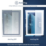 Remy Rectangular Frameless Anti-Fog Aluminum Front-lit Tri-color LED Bathroom Vanity Mirror with Smart Touch Control - JONATHAN Y