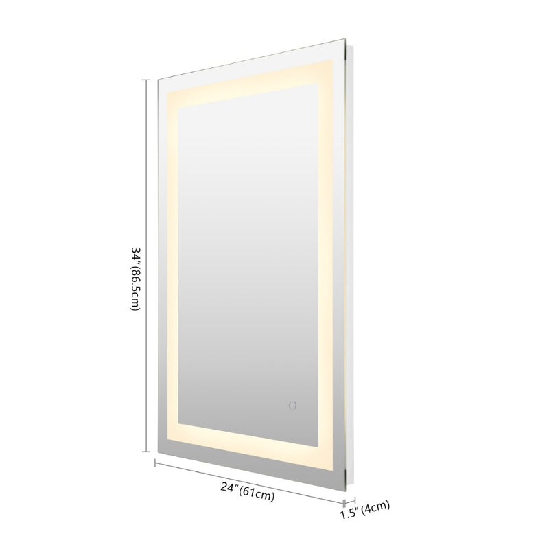 Remy Rectangular Frameless Anti-Fog Aluminum Front-lit Tri-color LED Bathroom Vanity Mirror with Smart Touch Control - JONATHAN Y