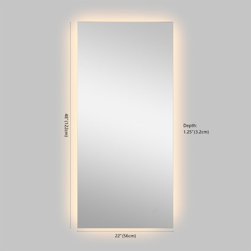 Nora Rectangular Frameless Anti-Fog Aluminum Back-lit Tri-color LED Bathroom Vanity Mirror with Smart Touch Control - JONATHAN Y