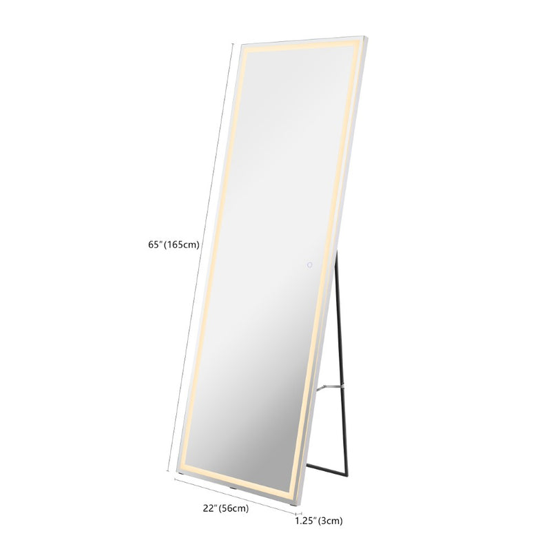 Soraya Full-length Rectangular Frameless Anti-Fog Plug-in/Hardwire Aluminum Front-lit Tri-color LED Freestand/Hang Mirror with Smart Touch Control - JONATHAN Y