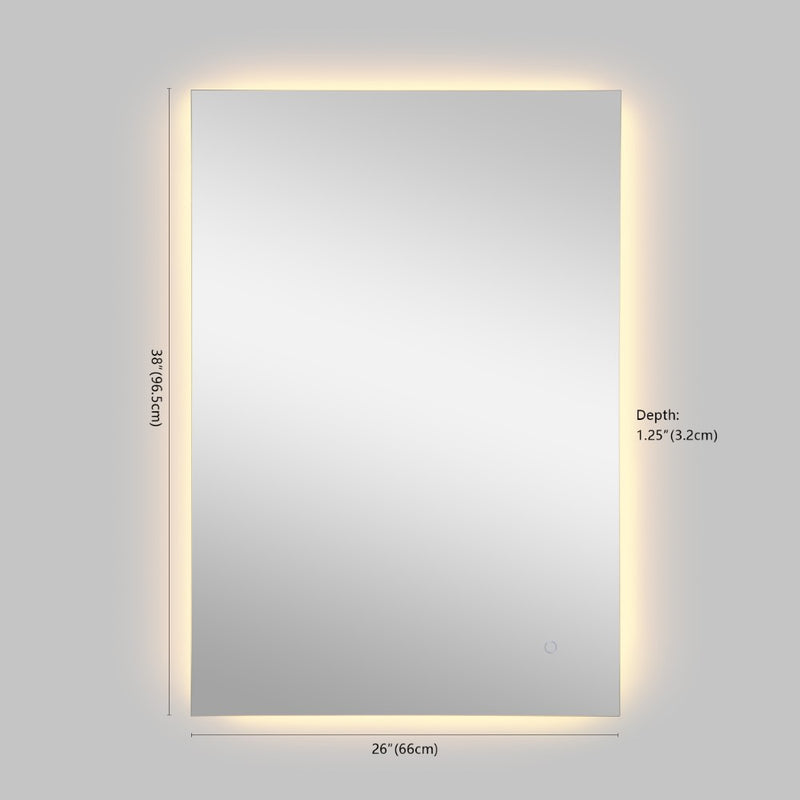 Nora Rectangular Frameless Anti-Fog Aluminum Back-lit Tri-color LED Bathroom Vanity Mirror with Smart Touch Control - JONATHAN Y