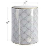 Fish Scale 17" Modern Ceramic Garden Stool - JONATHAN Y