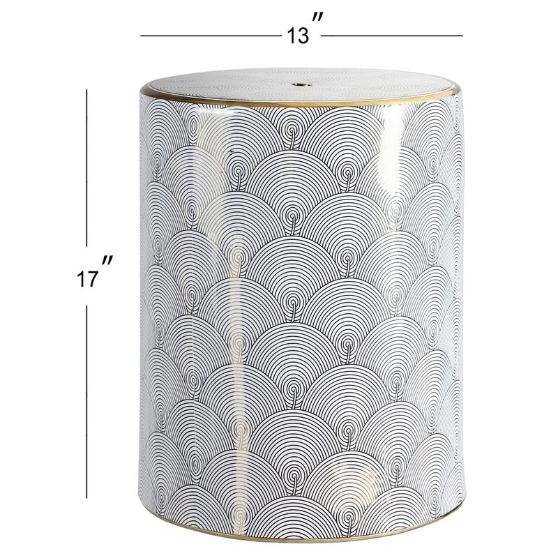 Fish Scale 17" Modern Ceramic Garden Stool - JONATHAN Y