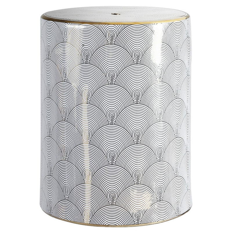 Fish Scale 17" Modern Ceramic Garden Stool - JONATHAN Y