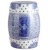 Acanthus 17.8" Chinoiserie Ceramic Drum Garden Stool - JONATHAN Y