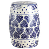 Happy Hearts 17.8" Chinoiserie Ceramic Drum Garden Stool - JONATHAN Y